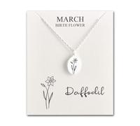 Philip Jones Collana con narciso con fiore di nascita di marzo con biglietto
