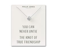 Philip Jones Collana con Nodo d'Amore Placcato in Argento con Carta di Citazione
