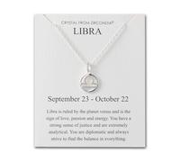 Philip Jones Collana con segno zodiacale Bilancia e biglietto di citazione con cristalli di zirconio, Cristallo, Cristallo Zircondia®