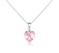 Philip Jones Collana Cuore Rosa Chiaro in Argento Sterling Creata con Cristalli Zircondia®