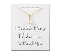 Philip Jones Collana da sposa placcata in oro con scritta "I Couldn't Say I Do Without You" con perle e cristalli di zirconia