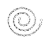 Philip Jones Collana da uomo in acciaio INOX a maglia rotonda da 5 mm (45-61 cm), 20 Inch, Acciaio inossidabile, Nessuna pietra preziosa