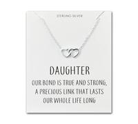 Philip Jones Collana in argento Sterling con scritta "Daughter" e cuore
