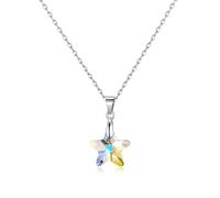 Philip Jones Collana in argento Sterling con stella Aurora Boreale creata con cristalli Zircondia