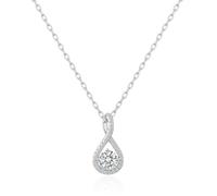 Philip Jones Collana placcata in argento con solitario intrecciato creato con cristalli Zircondia