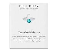Philip Jones Dicembre (Topazio Blu) Anello Regolabile con Pietra Portafortuna Creato con Cristalli Zircondia®