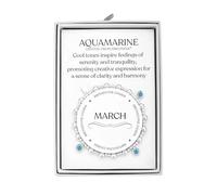 Philip Jones Marzo (acquamarina) braccialetto elastico con ciondolo portafortuna con citazione in confezione regalo, 17.8 centimeters, Cristallo, Cristallo Zircondia®