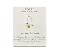 Philip Jones Novembre (Topazio) Anello Regolabile con Pietra Portafortuna Creato con Cristalli Zircondia®