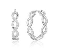 Philip Jones Orecchini a cerchio placcati in argento con simbolo dell'infinito creati con cristalli Zircondia