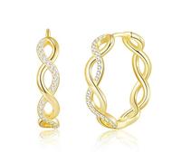 Philip Jones Orecchini a cerchio placcati in oro con simbolo dell'infinito creati con cristalli di zirconia