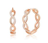 Philip Jones Orecchini a cerchio placcati in oro rosa con simbolo dell'infinito creati con cristalli Zircondia