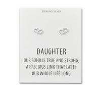 Philip Jones Orecchini a forma di cuore in argento Sterling con frase "