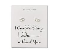 Philip Jones Orecchini da sposa in argento Sterling con scritta "I Couldn't Say I Do Without You"