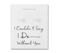 Philip Jones Orecchini da sposa in argento Sterling con scritta "I Couldn't Say I Do Without You" a forma di cuore con cristalli di zirconia