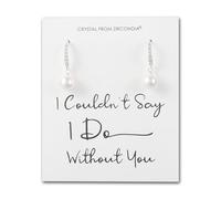 Philip Jones Orecchini da sposa placcati in argento con perle e scritta "I Couldn't Say I Do Without You", creati con cristalli di zirconia