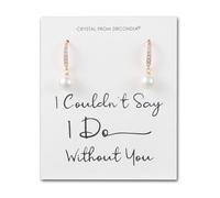 Philip Jones Orecchini da sposa placcati in oro rosa con perle e scritta "I Couldn't Say I Do Without You" creati con cristalli di zirconia