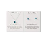 Philip Jones Parure collana e orecchini con pietra portafortuna di dicembre (topazio blu) creata con cristalli Zircondia, cristallo, zirconia cubica