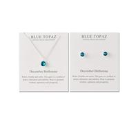 Philip Jones Set collana e orecchini con pietra portafortuna di dicembre (topazio blu) creato con cristalli Zircondia®