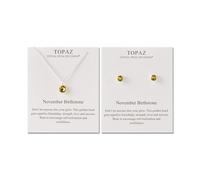 Philip Jones Set collana e orecchini con pietra portafortuna di novembre (topazio) creato con cristalli Zircondia®