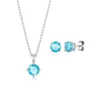 Philip Jones Set collana e orecchini in argento sterling con pietra portafortuna del mese di dicembre (turchese) creati con cristalli Zircondia
