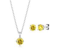 Philip Jones Set collana e orecchini in argento sterling con pietra portafortuna del mese di novembre (topazio), creati con cristalli Zircondia