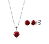 Philip Jones Set collana e orecchini in argento sterling con pietra portafortuna di gennaio (granato) creati con cristalli Zircondia