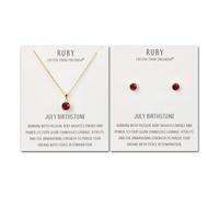 Philip Jones Set collana e orecchini placcati in oro con pietra portafortuna di luglio (rubino), creati con cristalli Zircondia