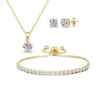 Philip Jones Set dell'amicizia con solitario placcato in oro creato con cristalli Zircondia®