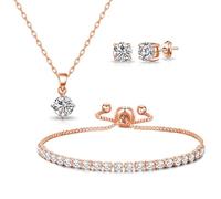 Philip Jones Set dell'amicizia con solitario placcato in oro rosa creato con cristalli Zircondia®