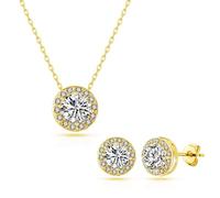 Philip Jones Set di aureole placcato oro creato con cristalli Zircondia