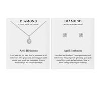 Philip Jones Set di collana e orecchini con pietra portafortuna di aprile (diamante) creato con cristalli Zircondia®