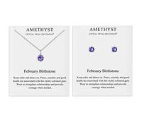 Philip Jones Set di collana e orecchini con pietra portafortuna di febbraio (ametista) creato con cristalli Zircondia®
