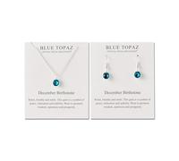 Philip Jones Set di collana e orecchini pendenti con pietra portafortuna di dicembre (topazio blu) creato con cristalli Zircondia®