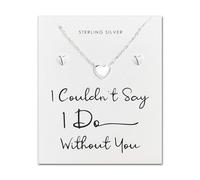 Philip Jones Set di cuori in argento Sterling con scritta "I Couldn't Say I Do Without You"