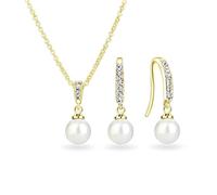 Philip Jones Set di gocce di perle placcate in oro creato con cristalli Zircondia®