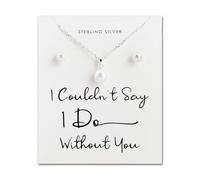 Philip Jones Set di perle in argento Sterling con scritta "I Couldn't Say I Do Without You"
