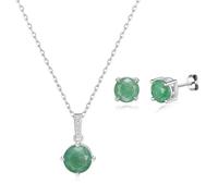 Philip Jones Set di pietre preziose avventurina verde in argento sterling