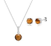 Philip Jones Set di pietre preziose occhio di tigre in argento sterling