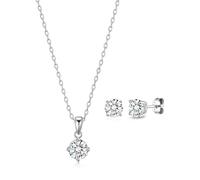 Philip Jones Set solitario rotondo in argento sterling creato con cristalli Zircondia
