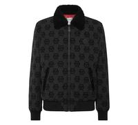 Philipp Plein - Bomber Aviatore in Lana con Monogramma e Collo in Shearling - - Jackets - Uomo - Nero - L