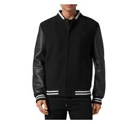 Philipp Plein - Bomber College con maniche in pelle di cervo e strass a forma di teschio - - Jackets - Uomo - Nero - L