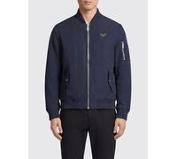 PHILIPP PLEIN Bomber in tessuto tecnico con logo a contrasto e chiusura a zip M Blue