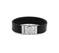 Philipp Plein Bracciale da uomo in pelle Hexagon Tactic BUCKLE, Acciaio inossidabile