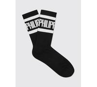 PHILIPP PLEIN Calze in cotone stretch con logo jacquard 36 Nero