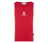 Philipp Plein - Cotton Tank Top Skull & Bones - - Tops - Uomo - Rosso - S