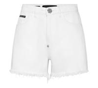 Philipp Plein - Denim Shorts Logo - - Shorts - Donna - Bianco - W24