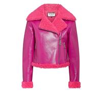 Philipp Plein - Eco Shearling Short Biker Jacket Skull&Bones - - Jackets - Donna - Rosa - XS