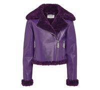 Philipp Plein - Eco Shearling Short Biker Jacket Skull&Bones - - Jackets - Donna - Viola - L