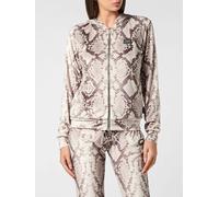 PHILIPP PLEIN Felpa con cappuccio con zip e stampa pitone animalier XL Beige