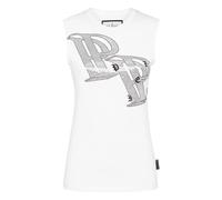 Philipp Plein - Full Strass Tank Top Wire Frame - - Tops - Donna - Bianco - XS